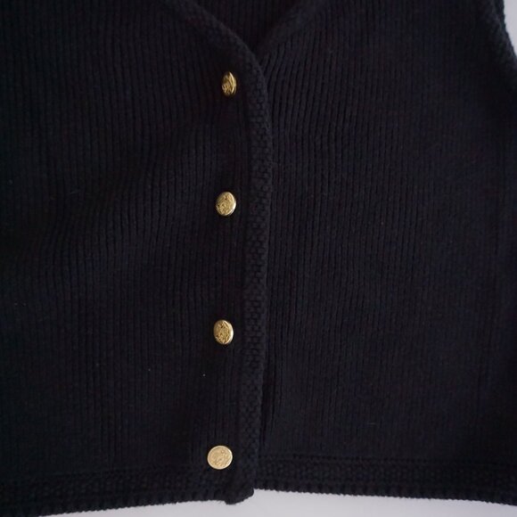 Abercrombie & Fitch Black Button Front Ribbed Knit Sleeveless Sweater Vest L - Picture 5 of 10